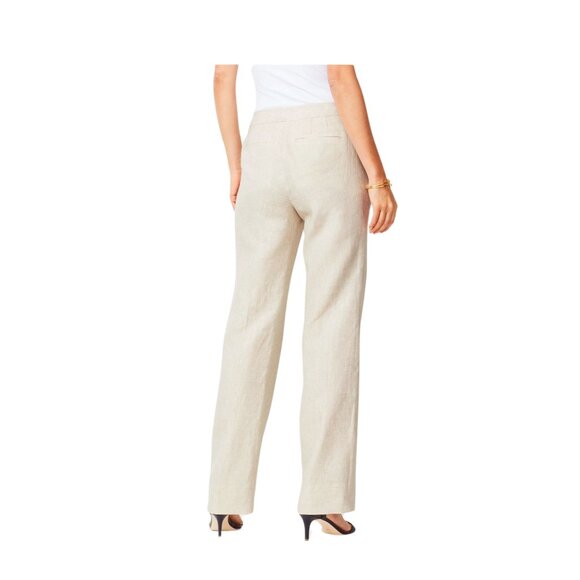 Talbots Pants - Talbots Windsor Curvy Wide Leg Linen Pants Women Trousers Size 16 Neutral Tan